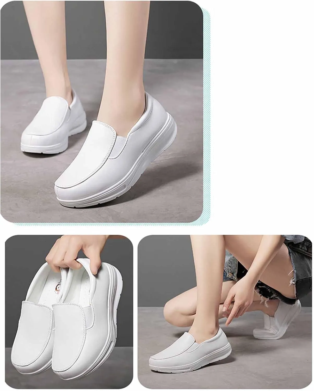 MSYINGL Nurse Shoes for Women,Healthcare Non Slip Waterproof Work Shoes,Restaurant Hospital Work Teacher Lightweight Leather Loafers