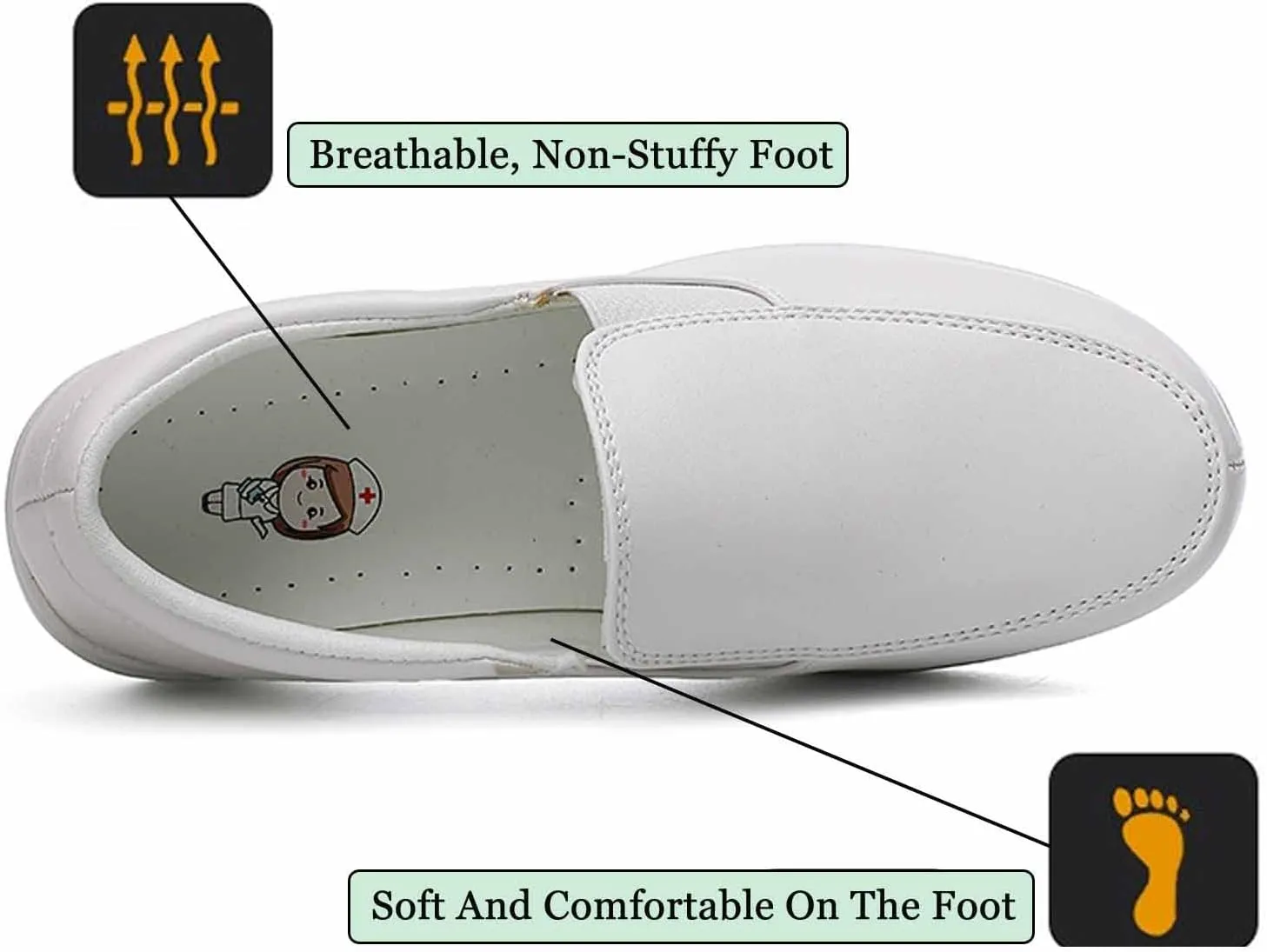 MSYINGL Nurse Shoes for Women,Healthcare Non Slip Waterproof Work Shoes,Restaurant Hospital Work Teacher Lightweight Leather Loafers