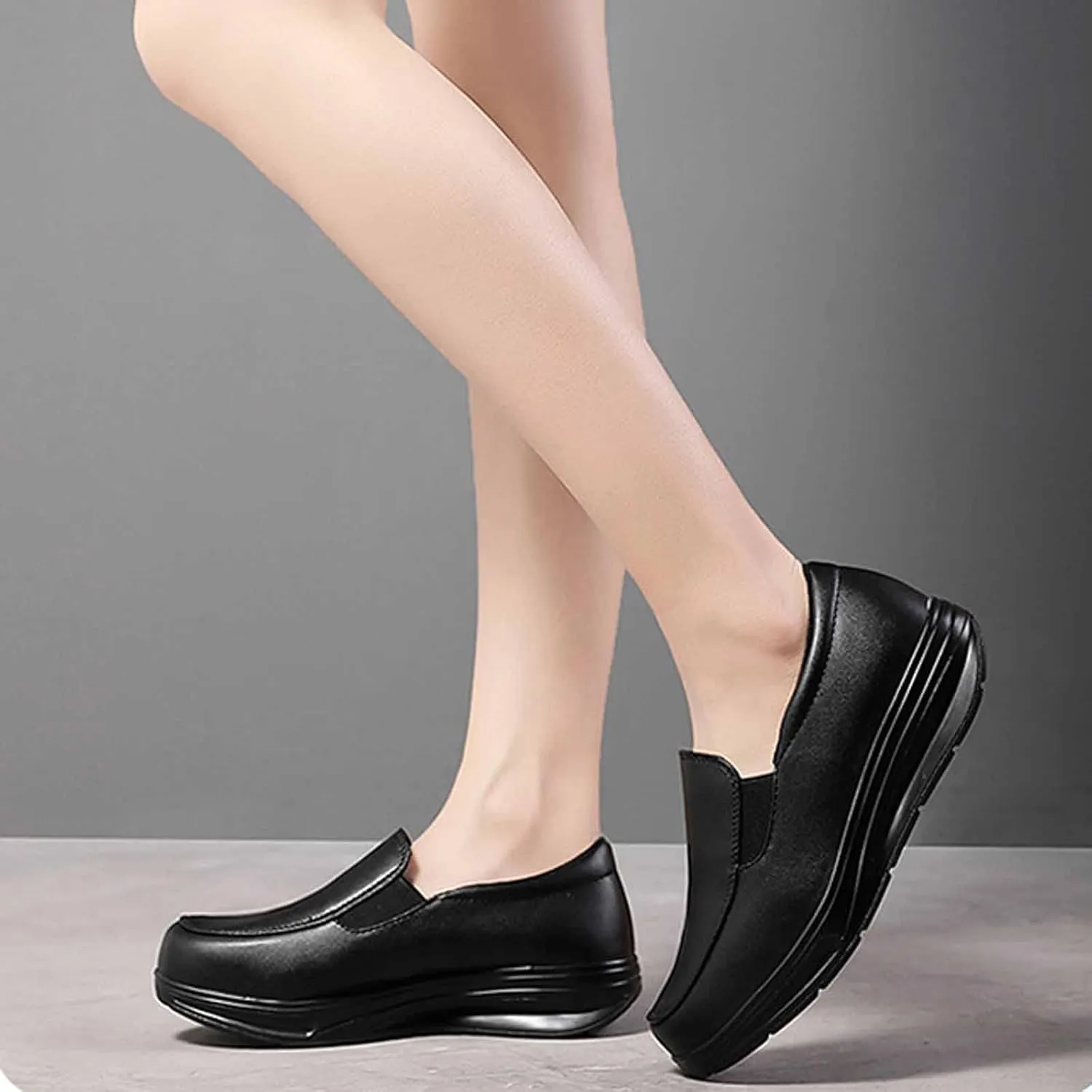 MSYINGL Nurse Shoes for Women,Healthcare Non Slip Waterproof Work Shoes,Restaurant Hospital Work Teacher Lightweight Leather Loafers