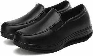 MSYINGL Nurse Shoes for Women,Healthcare Non Slip Waterproof Work Shoes,Restaurant Hospital Work Teacher Lightweight Leather Loafers