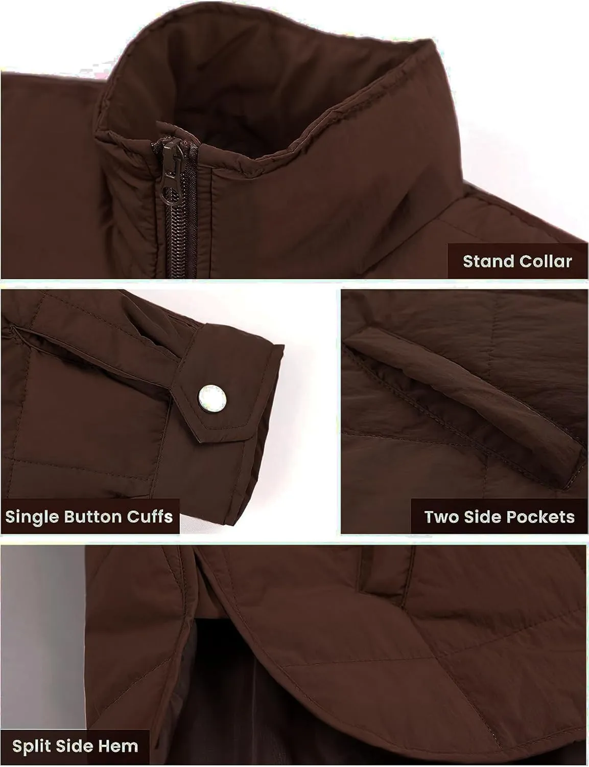 Muchpow Women's Lightweight Down Coat Long Sleeve Full Zipper Oversized Packable Short Puffer Jackets