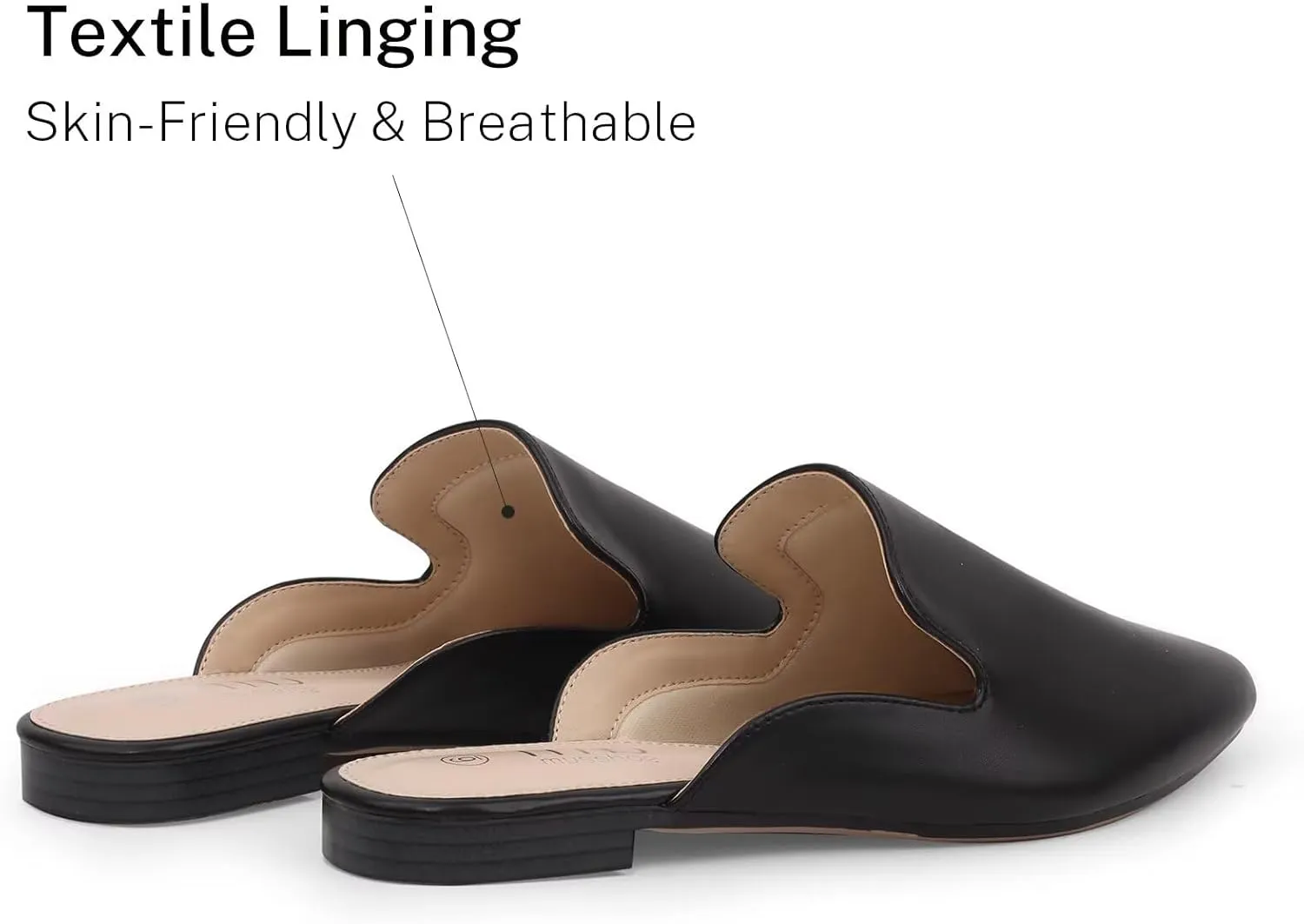 MUSSHOE Mules for Women Flats Comfortable Pointed Toe Women Mules