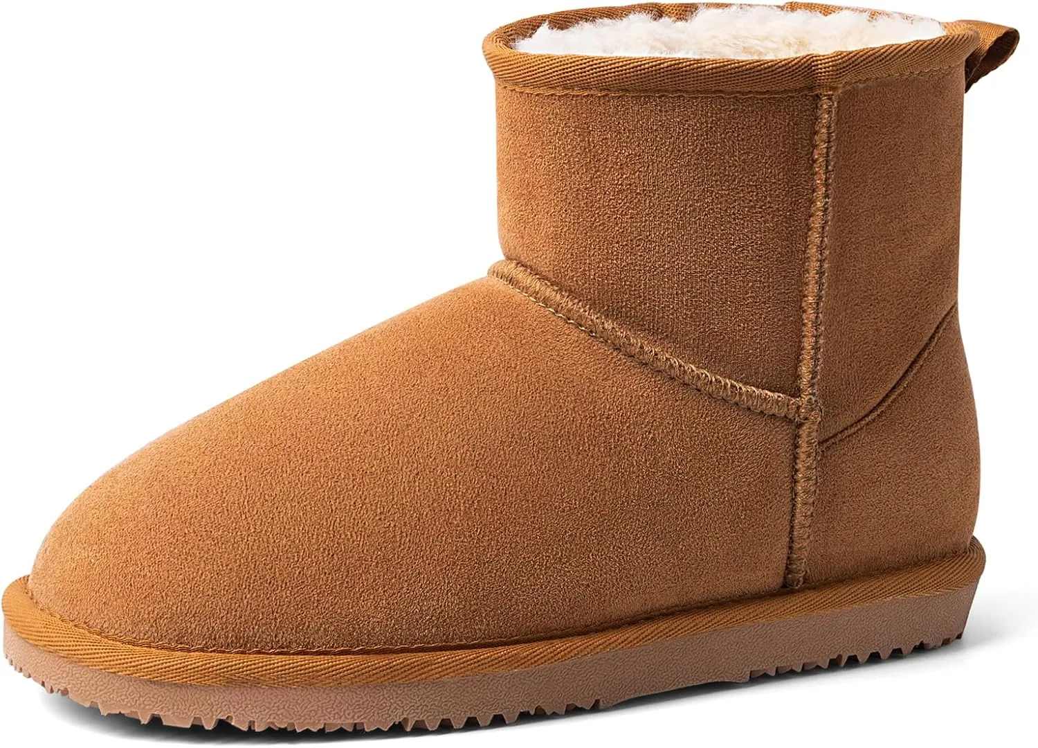 MUSSHOE Winter Boots for Women Classic Snow Boots Comfortable Cow Suede Leather Slip on Booties Fur Lined Warm Boots Waterproof