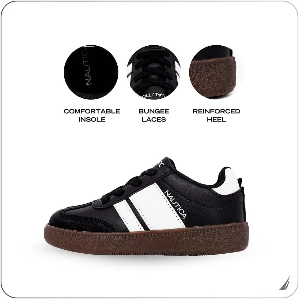 Nautica Boys Girls Casual Fashion Shoes – Comfortable Soccer Classic Walking Tennis Sneakers for Kids – Breathable, Lightweight & Flexible (Lace Up/Bungee) (Low-Top/High Top)