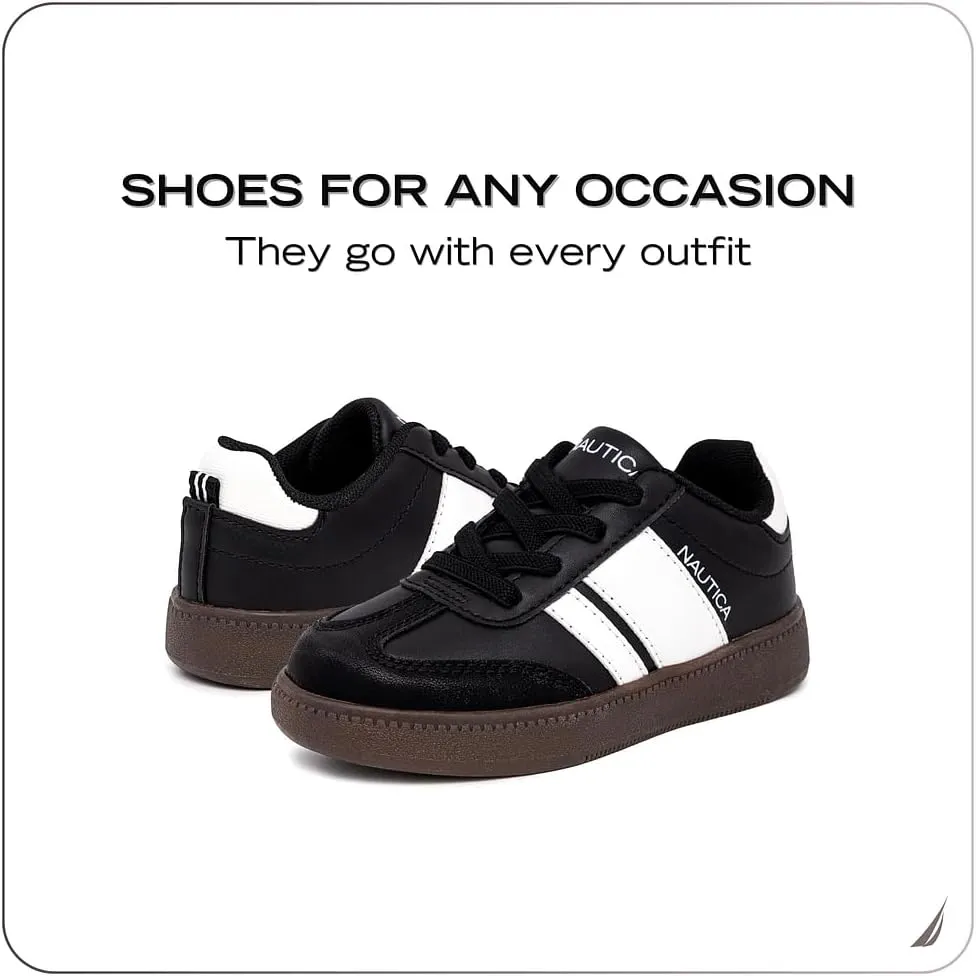 Nautica Boys Girls Casual Fashion Shoes – Comfortable Soccer Classic Walking Tennis Sneakers for Kids – Breathable, Lightweight & Flexible (Lace Up/Bungee) (Low-Top/High Top)