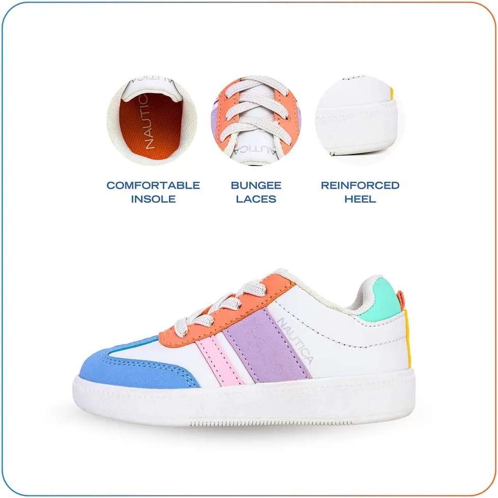Nautica Boys Girls Casual Fashion Shoes – Comfortable Soccer Classic Walking Tennis Sneakers for Kids – Breathable, Lightweight & Flexible (Lace Up/Bungee) (Low-Top/High Top)