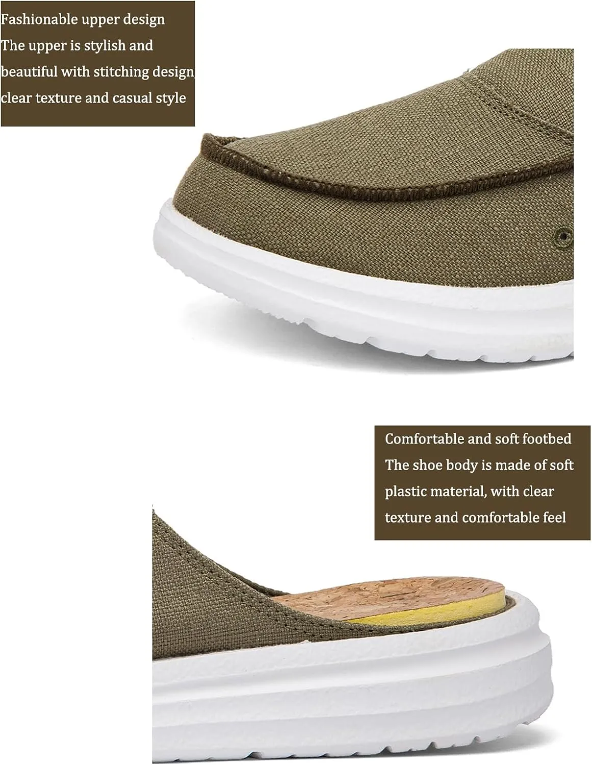 NELSBREXMen'S Canvas Flat Comfortable Slip-On Walking Mules Comfortable Anti-Skid Soft Sole Non-Slip Closed Round Toe Slingback Loafers Slippers Casual Clog House Shoes