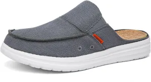 NELSBREXMen'S Canvas Flat Comfortable Slip-On Walking Mules Comfortable Anti-Skid Soft Sole Non-Slip Closed Round Toe Slingback Loafers Slippers Casual Clog House Shoes
