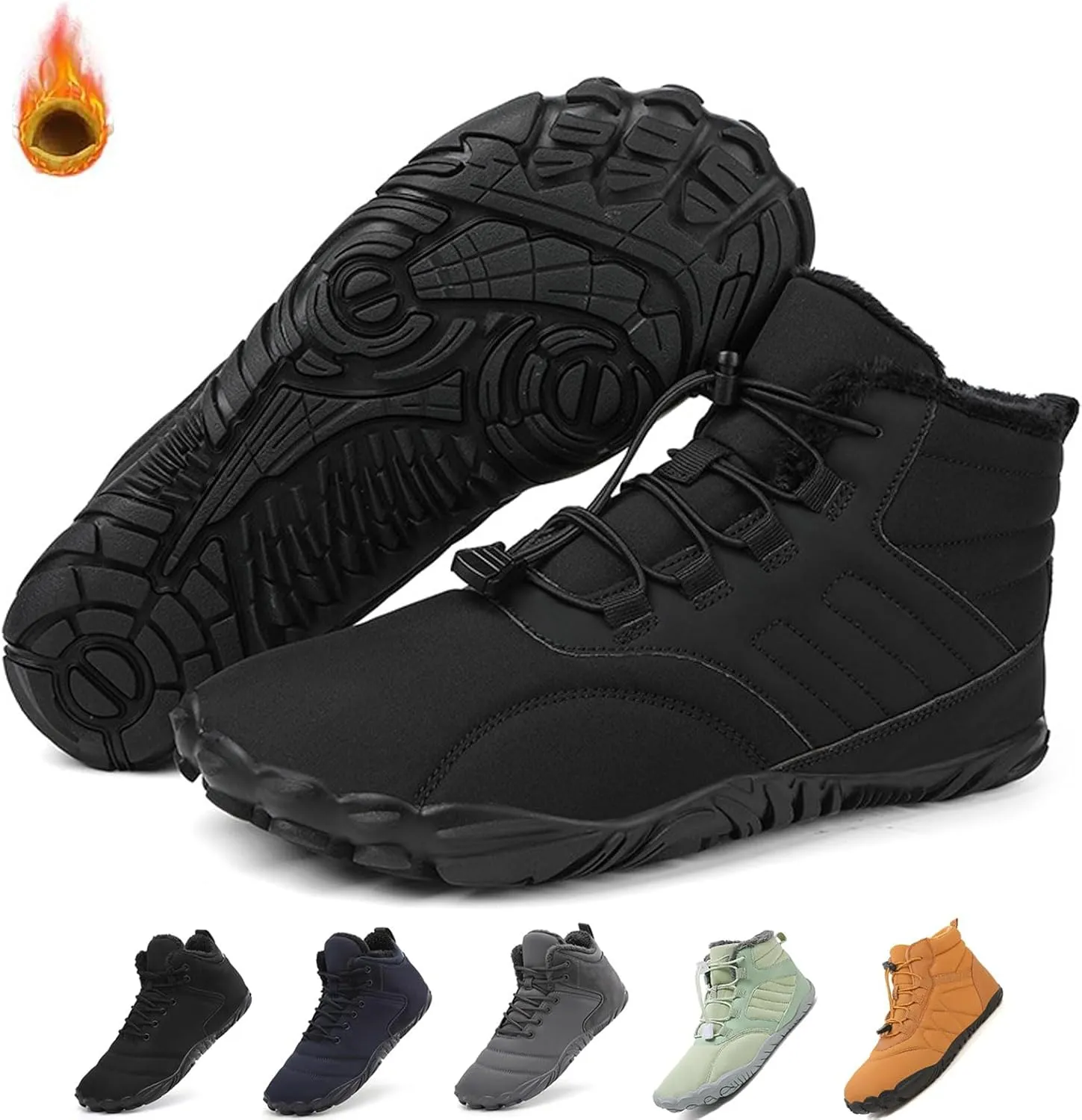 New Winter Glacia Barefoot Shoes, 2025 Barefoot Shoes for Men Women Wide Feet Waterproof Non-Slip Warm Walking Shoes