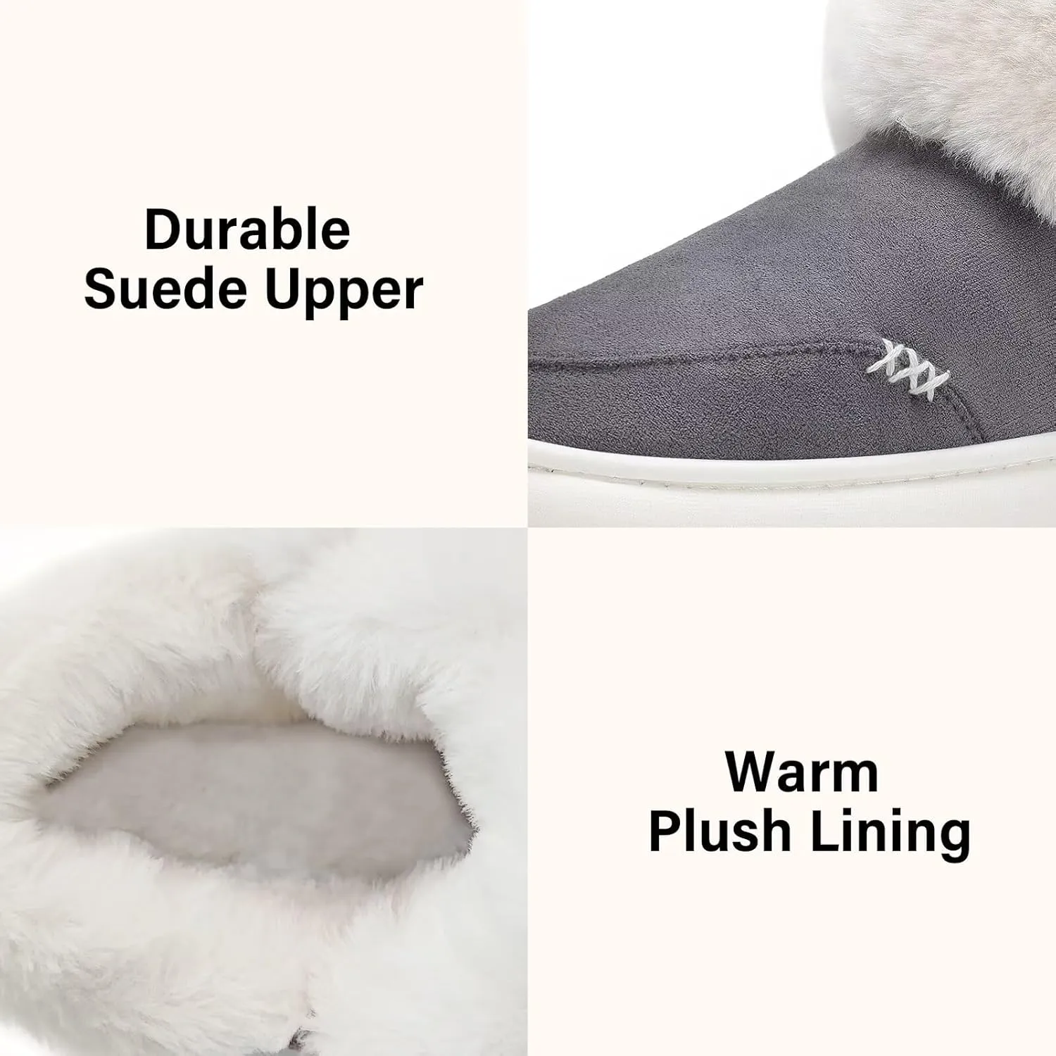 NineCiFun Women's Suede Bootie Slippers Warm Fuzzy Slippers with Faux Fur Lining Cozy Memory Foam Indoor House Shoes
