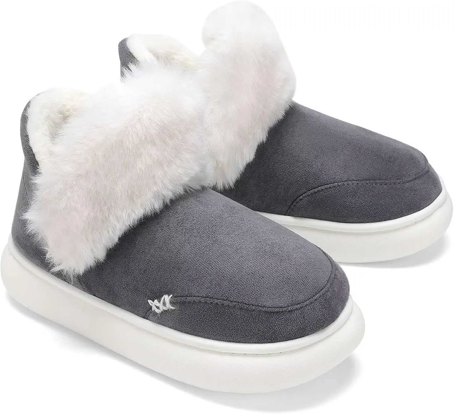 NineCiFun Women's Suede Bootie Slippers Warm Fuzzy Slippers with Faux Fur Lining Cozy Memory Foam Indoor House Shoes