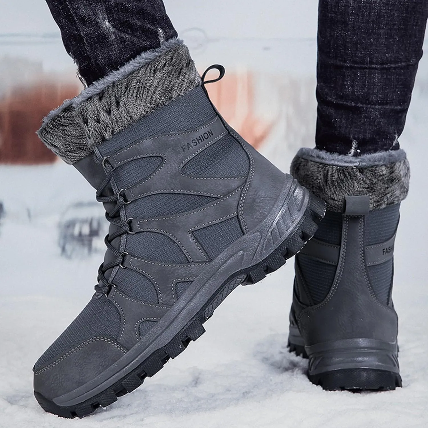 Non Slip Winter Boots Womens Ankle Boots Fur Lined Snow Boots Waterproof Warm Boots Ski Boots Short Furry Boots