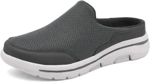 ORNVEION Men'S Mesh Knit Slip-On Platform Mules with Arch Support,Fashion Backless Soft Lightweight Half Sports Shoes Breathable Non-Slip Walking Slippers