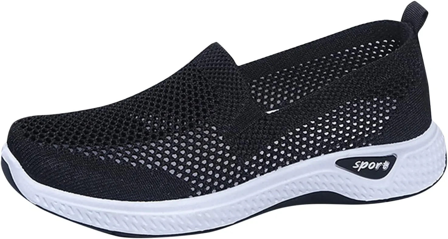 Orthopedic Casual Sneakers for Women Slip On Walking Shoes with Arch Support Comfortable Loafers Plantar Fasciitis Relief Foot Heel Pain Diabetic
