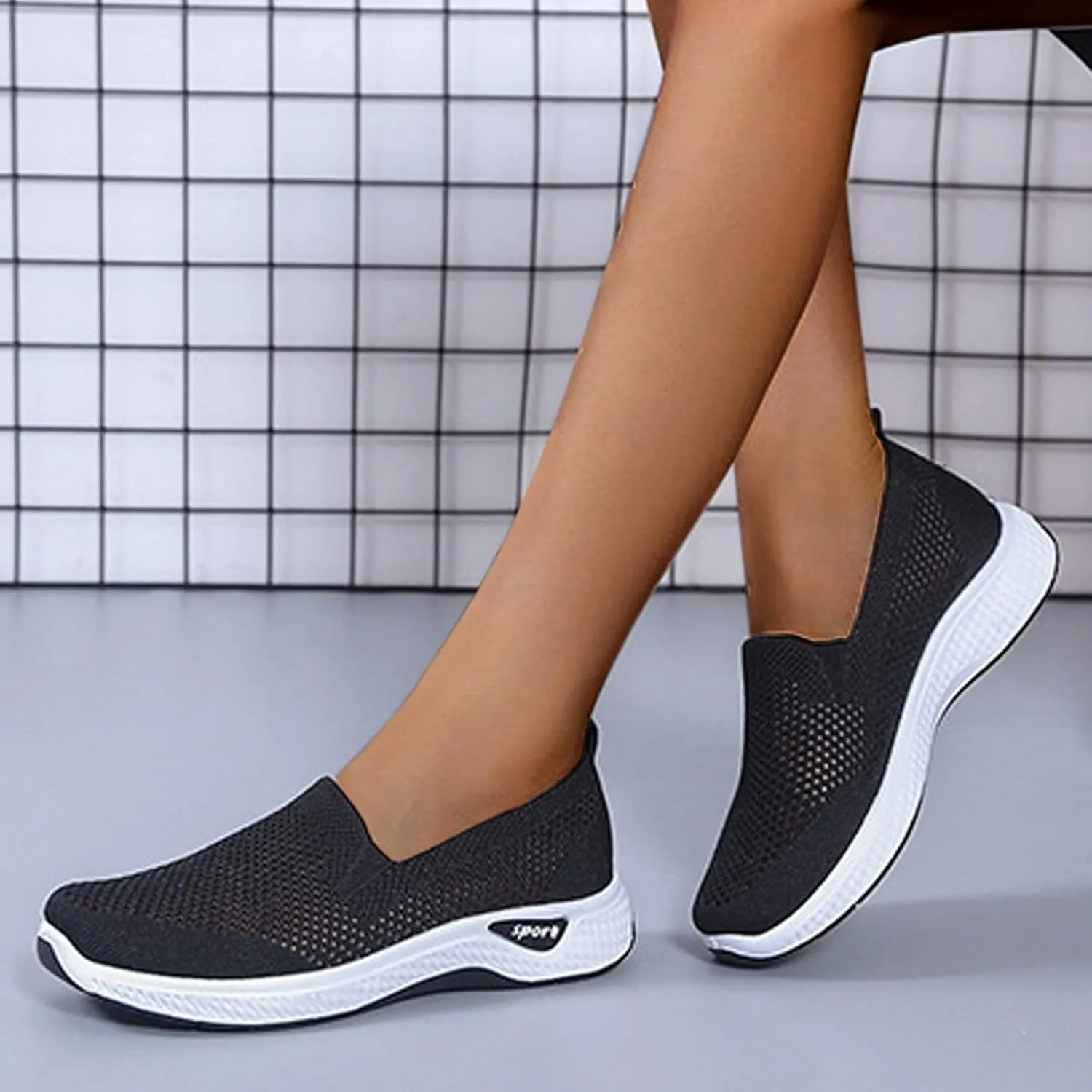 Orthopedic Casual Sneakers for Women Slip On Walking Shoes with Arch Support Comfortable Loafers Plantar Fasciitis Relief Foot Heel Pain Diabetic