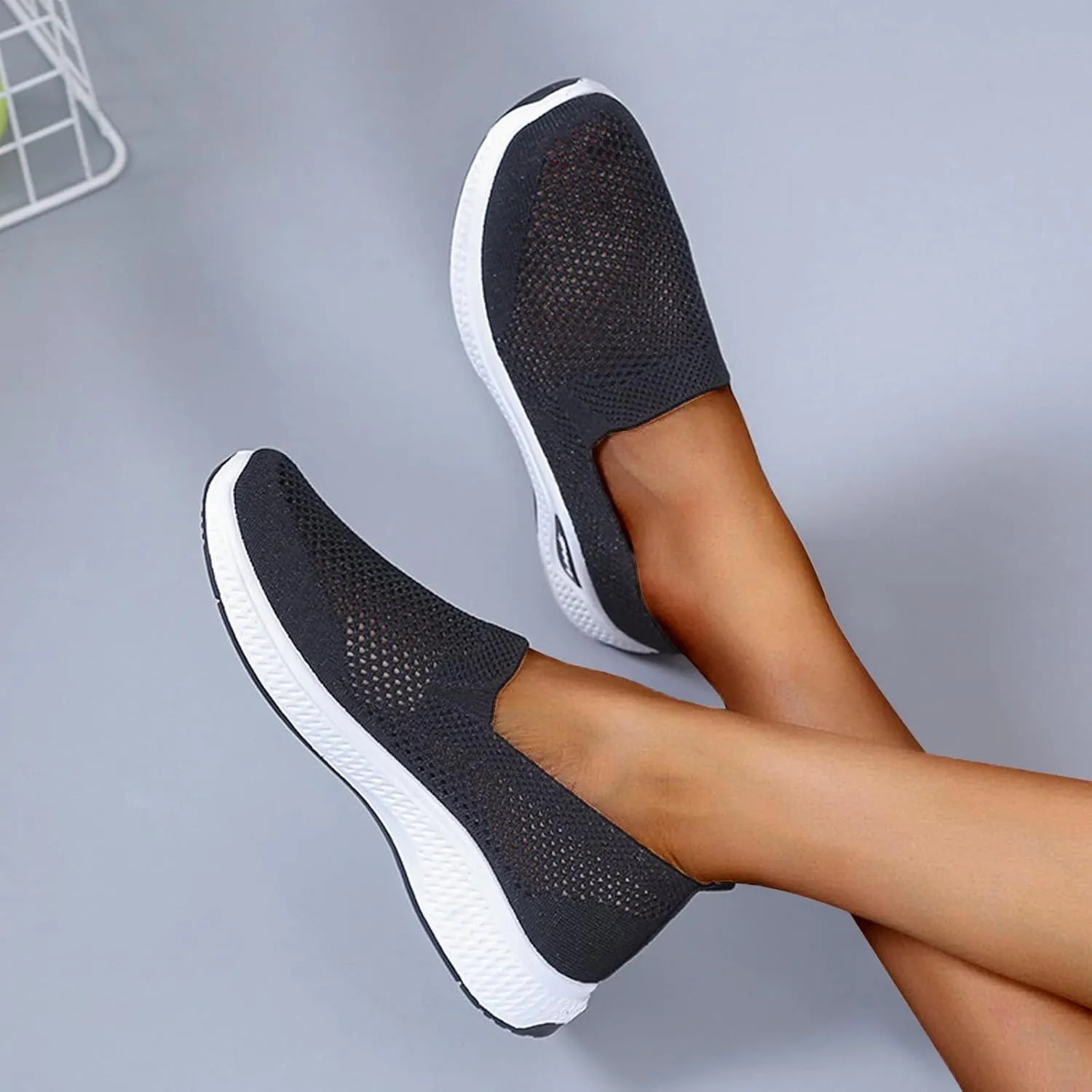 Orthopedic Casual Sneakers for Women Slip On Walking Shoes with Arch Support Comfortable Loafers Plantar Fasciitis Relief Foot Heel Pain Diabetic