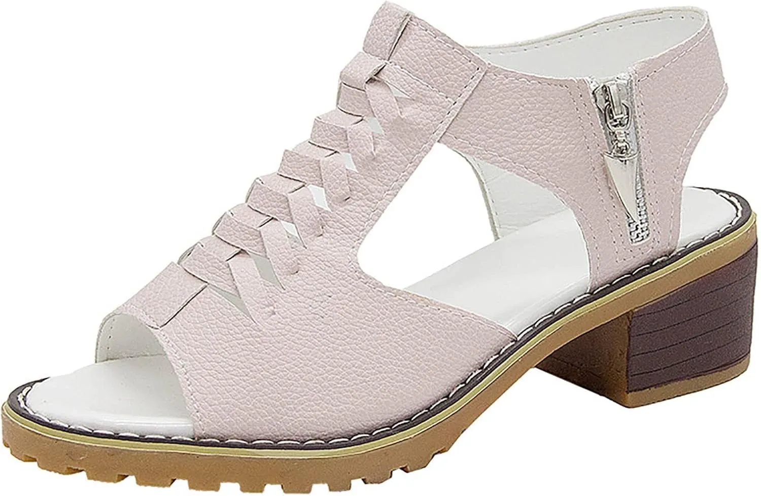 Orthopedic Sandals for Women Casual Fish Mouth WedgeSandals Peep Toe Cutout Zipper Chunky Heeled Sandal Thick Sole Wedge Slippers Comfortable Platform Slip On Shoes