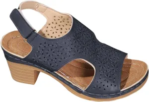 Orthopedic Sandals for Women Open Toe Slip-On Comfortable Chunky Heels Sandal Dressy Casual Summer Wedge Sandals Ankle Strap Slingback Walking Shoes Soft Leather Shoes