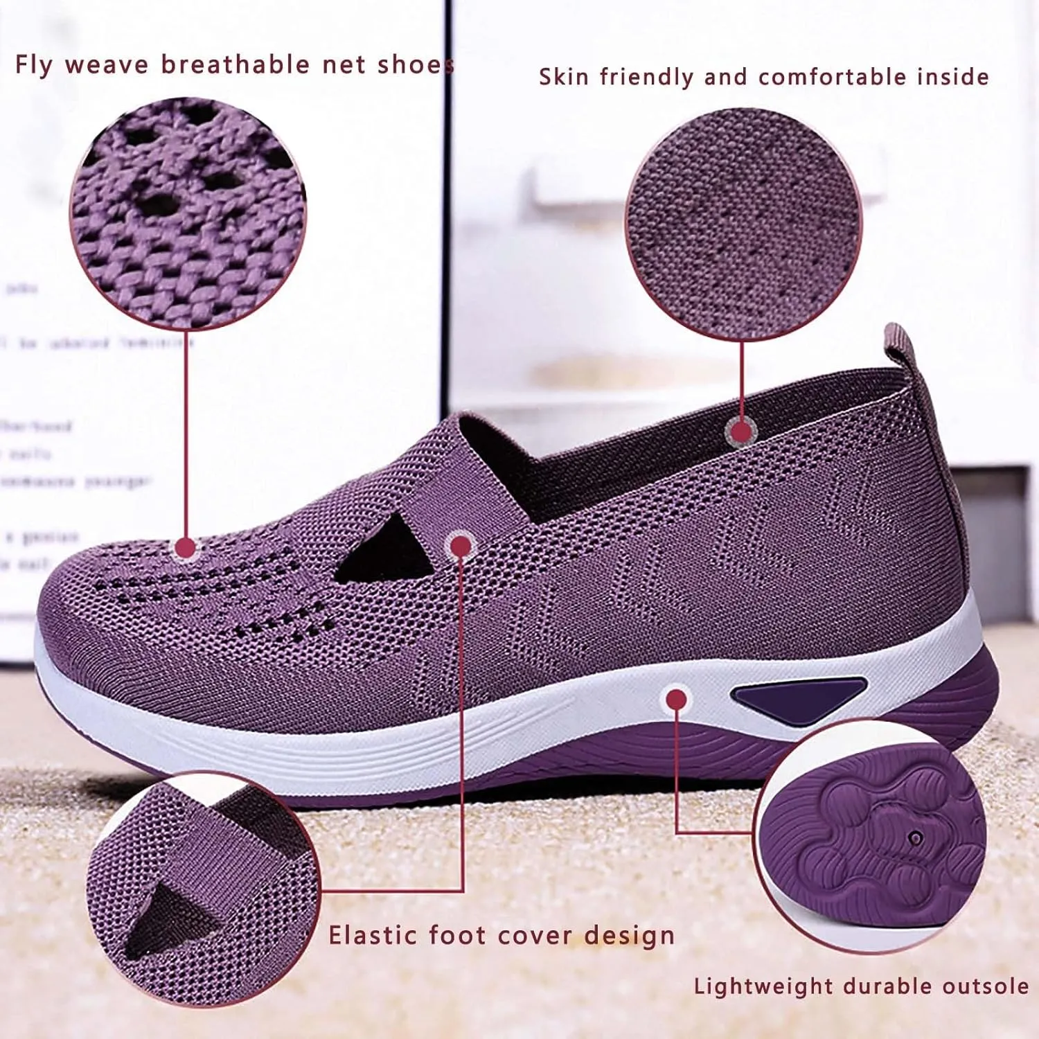 Orthopedic Shoes for Women Orthowalk Wide Width Breathable Walking Comfortable Slip on Sneakers Non Slip Lightweight Athletic Sport Running Sneaker Arch Support Woven Nurse Shoes Footwear