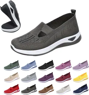 Orthopedic Shoes for Women Orthowalk Wide Width Breathable Walking Comfortable Slip on Sneakers Non Slip Lightweight Athletic Sport Running Sneaker Arch Support Woven Nurse Shoes Footwear