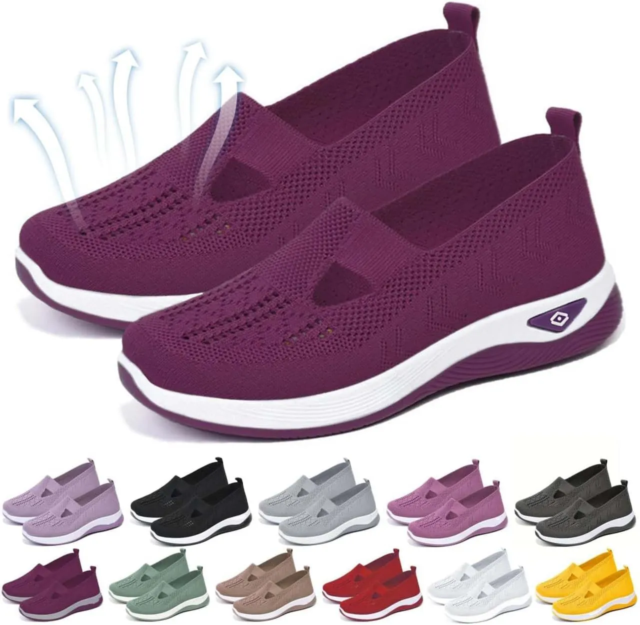 Orthopedic Shoes for Women,Women's Woven Breathable Soft Sneakers Arch Support Walking Flying Diabetic Foam Womens Comfortable Non Slip Food Service Lightweight Nurse Sport Sneaker