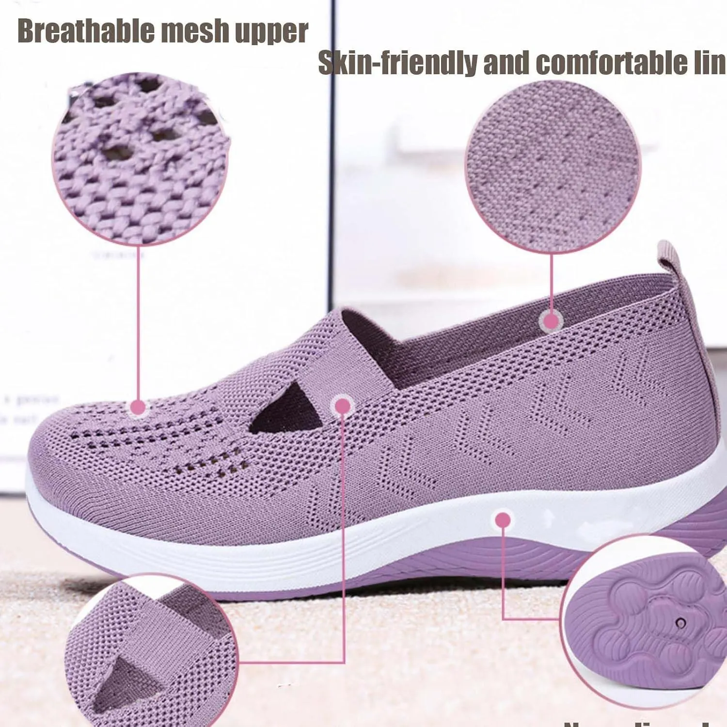 Orthopedic Shoes for Women,Women's Woven Breathable Soft Sneakers Arch Support Walking Flying Diabetic Foam Womens Comfortable Non Slip Food Service Lightweight Nurse Sport Sneaker