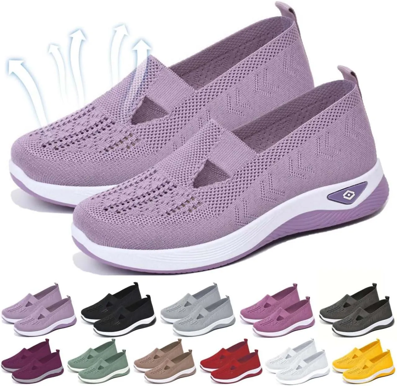 Orthopedic Shoes for Women,Women's Woven Breathable Soft Sneakers Arch Support Walking Flying Diabetic Foam Womens Comfortable Non Slip Food Service Lightweight Nurse Sport Sneaker