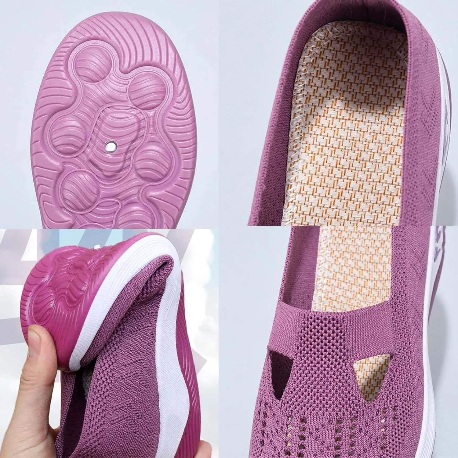 Orthopedic Shoes for Women,Women's Woven Breathable Soft Sneakers Arch Support Walking Flying Diabetic Foam Womens Comfortable Non Slip Food Service Lightweight Nurse Sport Sneaker