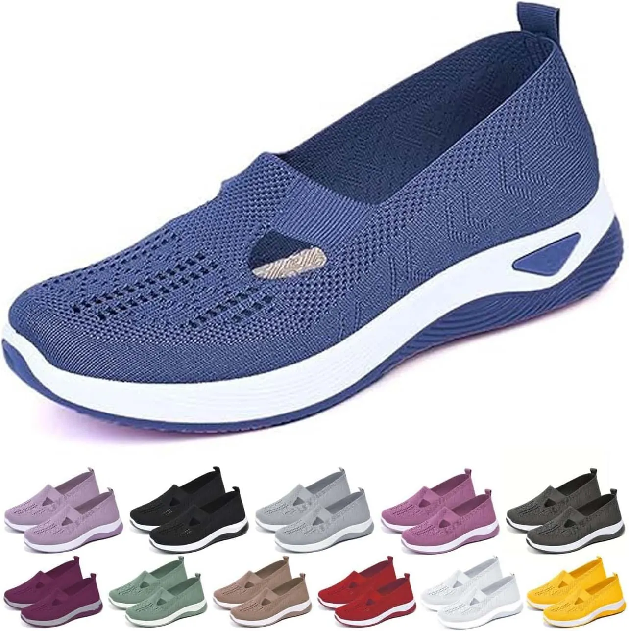 Orthopedic Shoes for Women,Women's Woven Breathable Soft Sneakers Arch Support Walking Flying Diabetic Foam Womens Comfortable Non Slip Food Service Lightweight Nurse Sport Sneaker