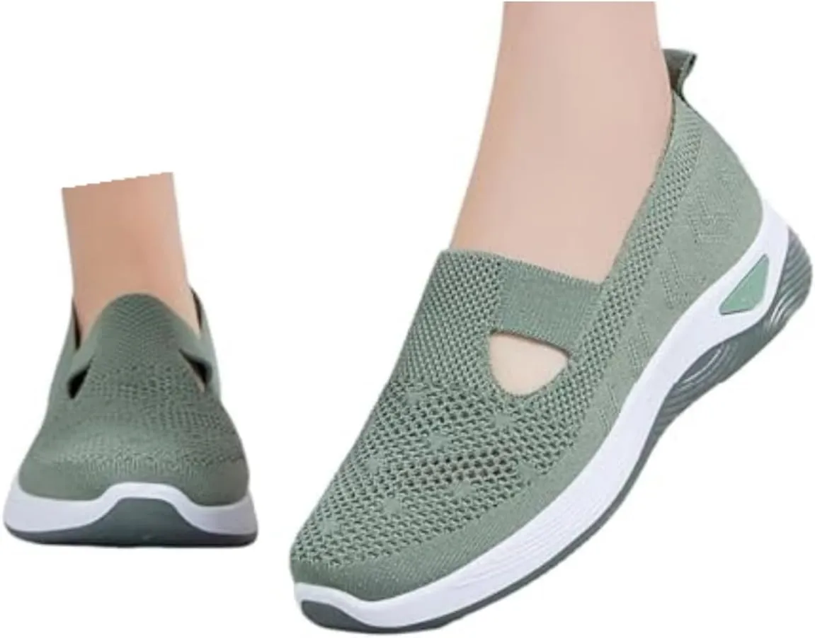 Orthopedic Shoes for Women,Zapatos Ortopédicos para Mujer,Women's Woven Orthopedic Breathable Soft Shoes,Hands Free Slip in Sneakers,Slip on Arch Support Walking Shoes,Knitted Fabric Mesh Sneakers