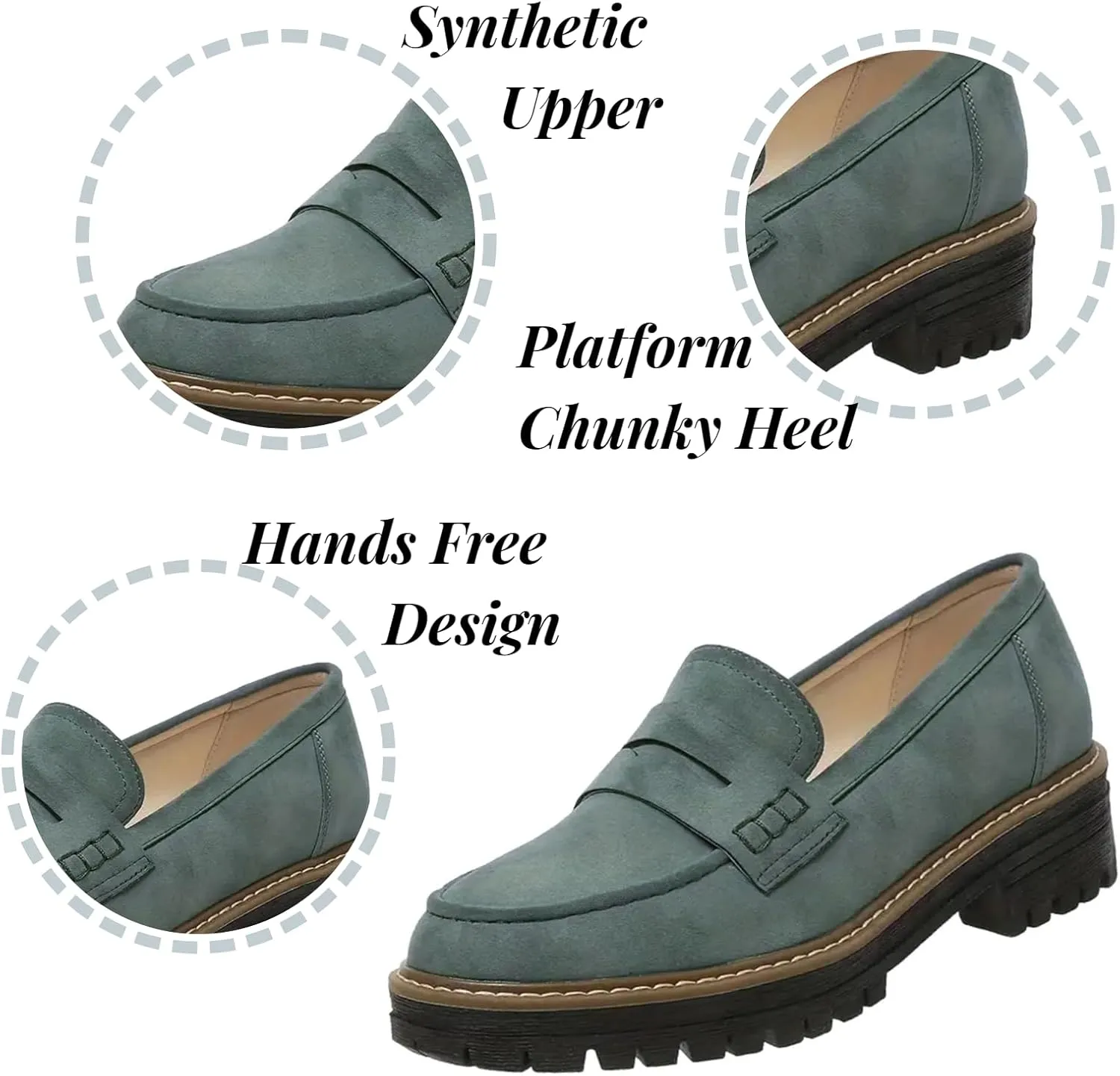 Orthoture Platform Loafers for Women Platform Loafers, Orthoture Womens and Mens Shoes, Round Toe Flats Walking Shoe, Platform Loafers
