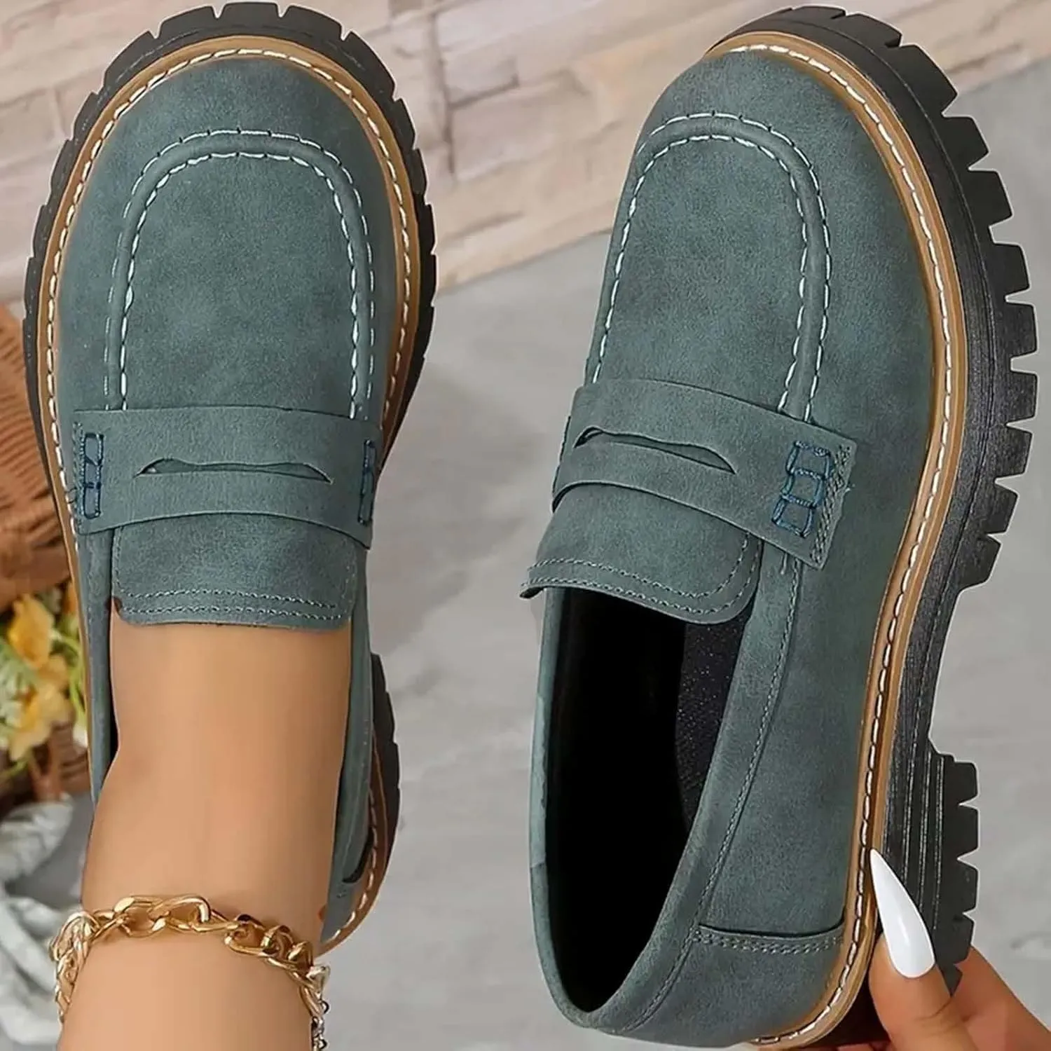 Orthoture Platform Loafers for Women Platform Loafers, Orthoture Womens and Mens Shoes, Round Toe Flats Walking Shoe, Platform Loafers