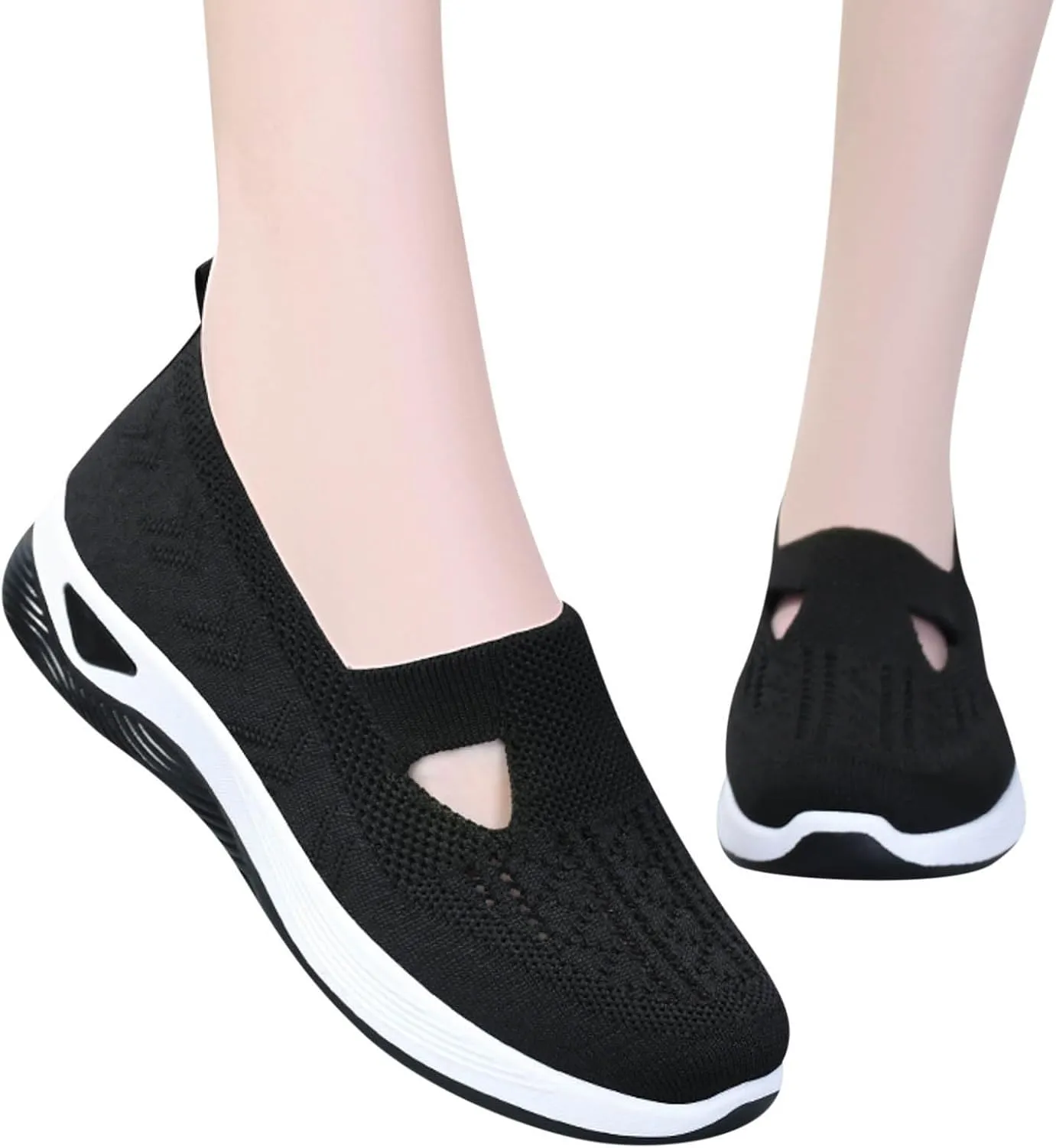 Orthowalk Shoes for Women Orthopedic Arch Support Woven Mesh Breathable Soft Sneakers Slip On Wide Diabetic Footwear