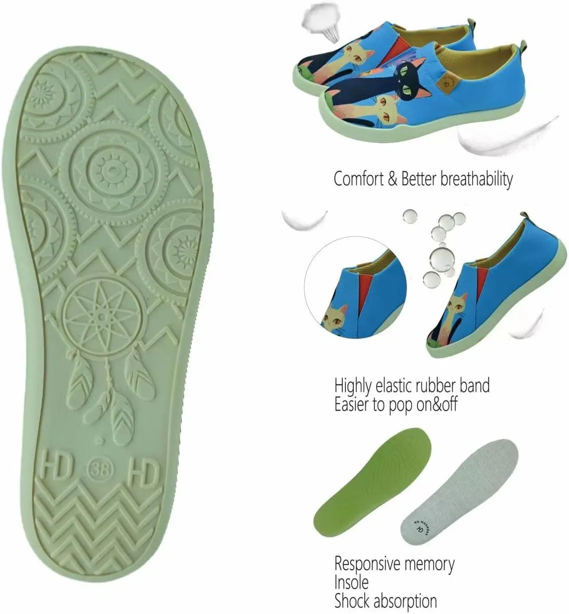 Painted Art Shoes Women's Travel Shoes Slip On Loafers CanvasLightweight Comfort Fashion Soft Walking Shoes