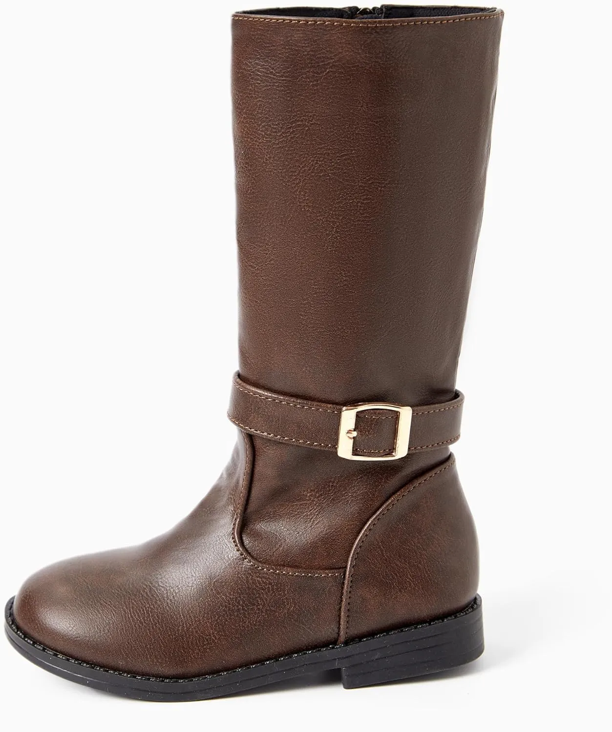 PATPAT Girls Knee-High Fashion Boot Side Zipper and Buckle Strap Riding Boots