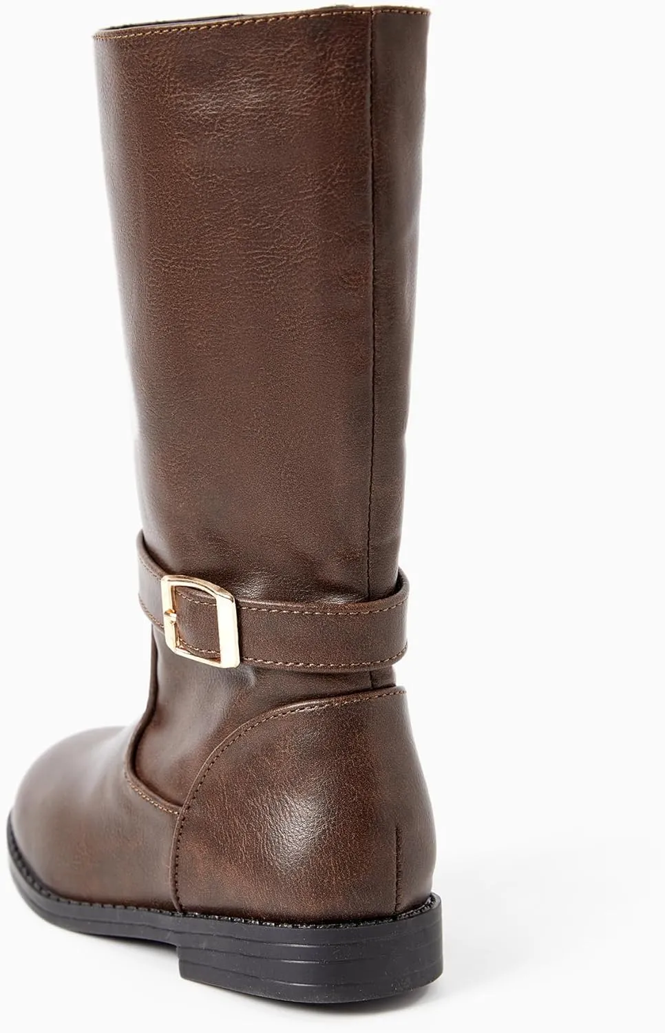 PATPAT Girls Knee-High Fashion Boot Side Zipper and Buckle Strap Riding Boots