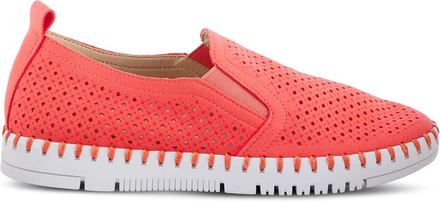PATRIZIA Surfie Women's Slip-On Shoes – Perforated Microfiber with Leather Insole, Flexible Rubber Sole, and 1" Heel for All-Day Comfort
