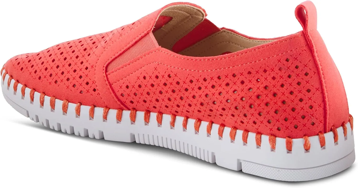 PATRIZIA Surfie Women's Slip-On Shoes – Perforated Microfiber with Leather Insole, Flexible Rubber Sole, and 1" Heel for All-Day Comfort