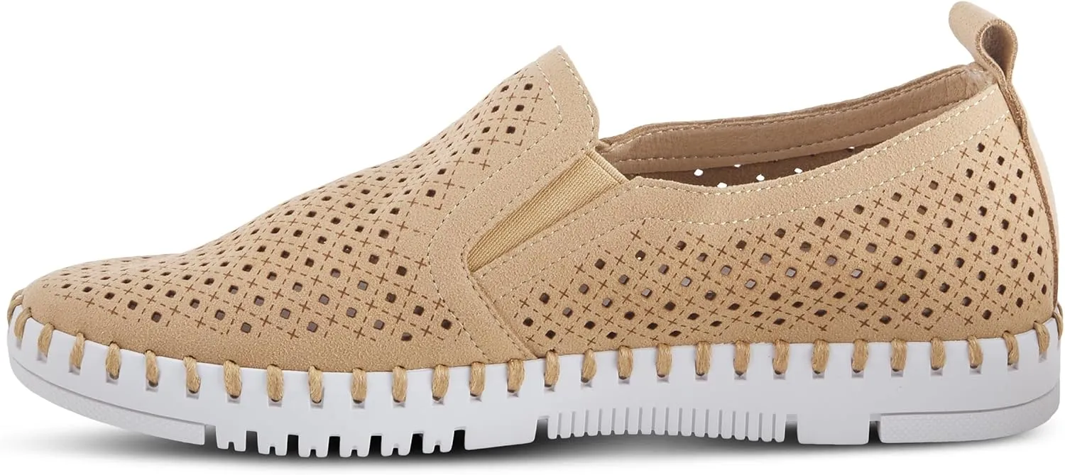 PATRIZIA Surfie Women's Slip-On Shoes – Perforated Microfiber with Leather Insole, Flexible Rubber Sole, and 1" Heel for All-Day Comfort