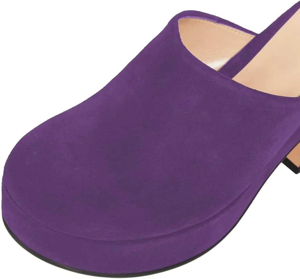 Pazzion Womens Comfy Thick Platform Closed Rounded Toe Mules Clogs Slip On Chunky High Heel Slipper Versatile Indoor Shopping Shoe Size 4-16 US