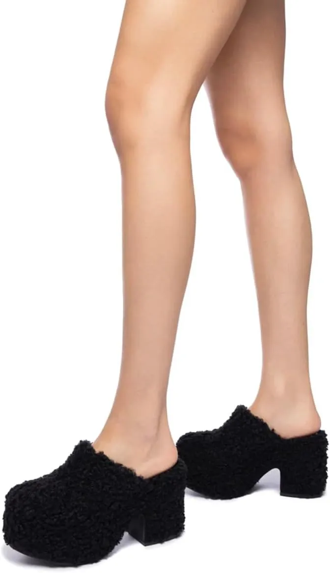 Pazzion Womens Comfy Thick Platform Closed Rounded Toe Mules Clogs Slip On Chunky High Heel Slipper Versatile Indoor Shopping Shoe Size 4-16 US