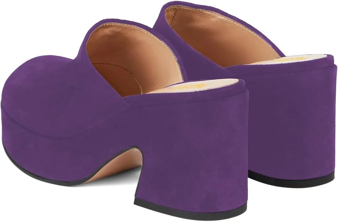 Pazzion Womens Comfy Thick Platform Closed Rounded Toe Mules Clogs Slip On Chunky High Heel Slipper Versatile Indoor Shopping Shoe Size 4-16 US