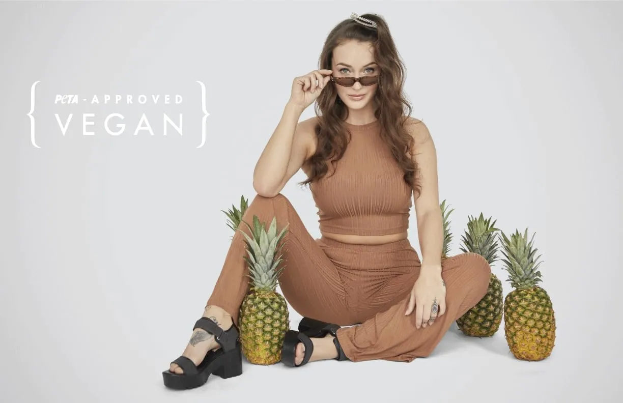 Pineapple Leather Vegan Women's Platform Sandals Wedge Ankle Strap Open Toe Sandals