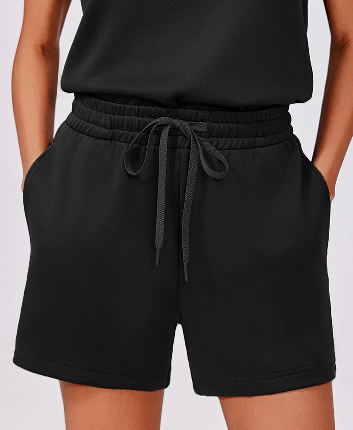 PINSPARK Two Piece Sets for Women Summer Sleeveless Lounge Set Crewneck Tops Sweatsuit Drawstring Shorts Tracksuit Outfits