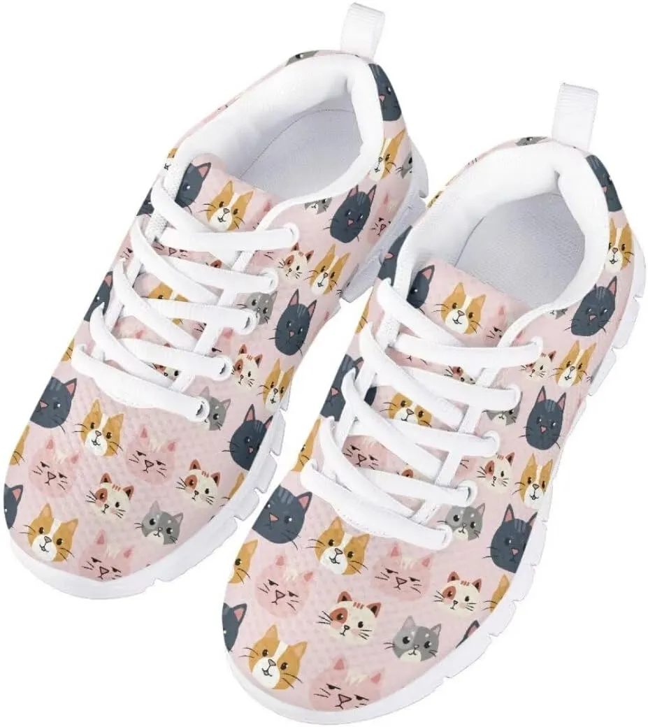 Pinupub Boys Girls Tennis Sports Shoes Cute Graphic Print Non Slip Lace Up Sneakers for Running