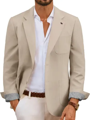 PJ PAUL JONES Mens Linen Casual Sport Coats Lightweight Two Buttons Blazer Jackets