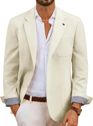 PJ PAUL JONES Mens Linen Casual Sport Coats Lightweight Two Buttons Blazer Jackets