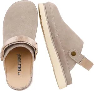 Platform Clogs for Women's Platform Mules & Clogs with Strap Slip on Shoes Sandals Arch Support Adjustable Taupe