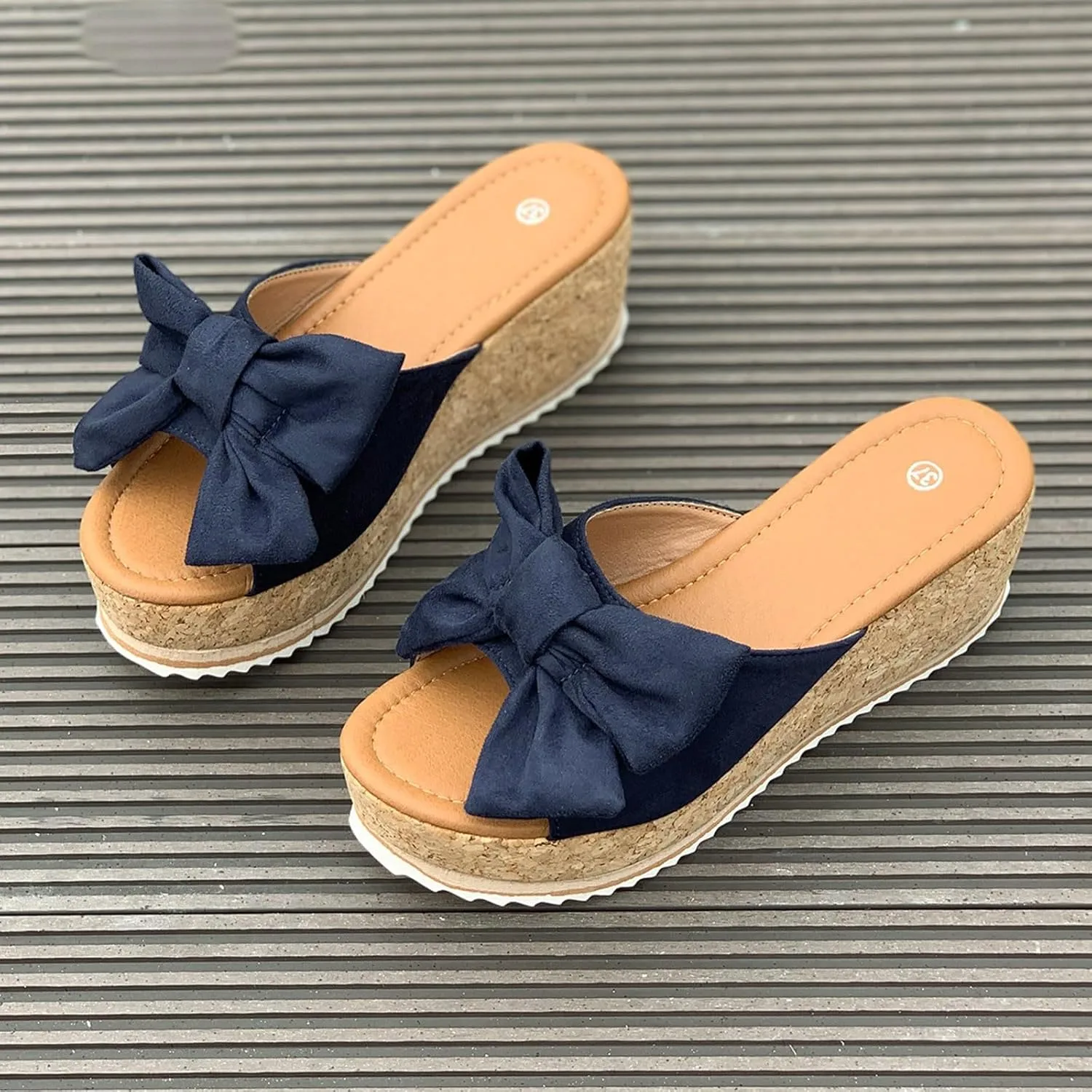 Platform Sandals for Women Trendy Bow-Knot Slide Wedge Slippers Comfortable Elegant Cute Beach Slippers Summer Walking Indoor Outdoor Shoes