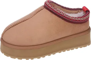 Platform Slippers Mini Boots for Women Fleece Lined Booties Anti-Slip Snow Slippers for Women Outdoor